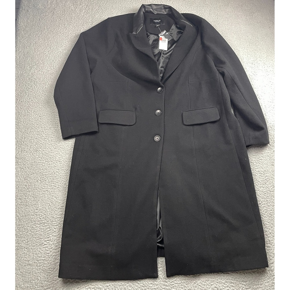 NWT Torrid Wool Longline PU Collar Coat Womens 1x 14-16 Black Lined NWT NEW